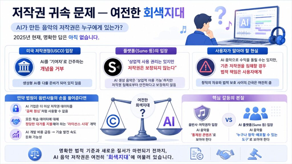 AI음악 관련 저작권 논쟁 인포그래픽