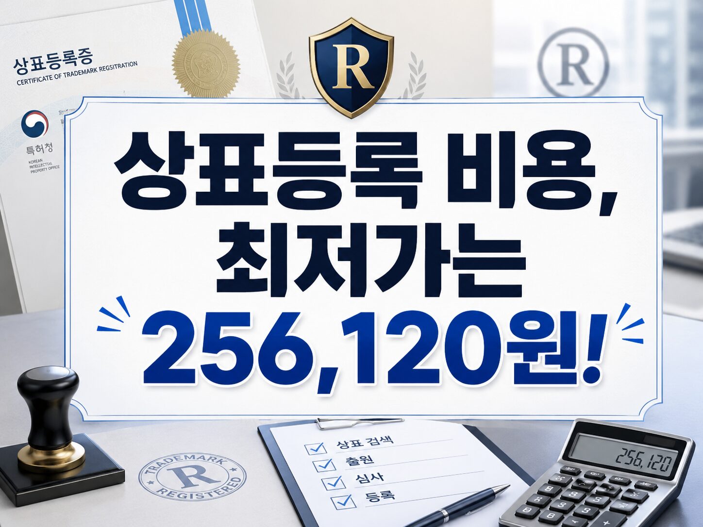 상표등록 비용 최저가는 256,120원